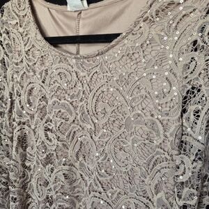 Brittany Black Neutral Sequin Top Size Large